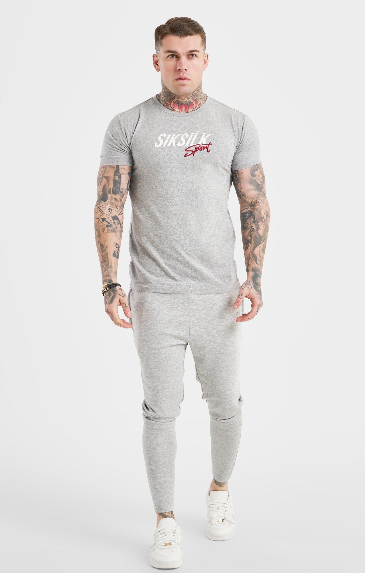 Grey Marl Sports Muscle Fit T-Shirt (2)