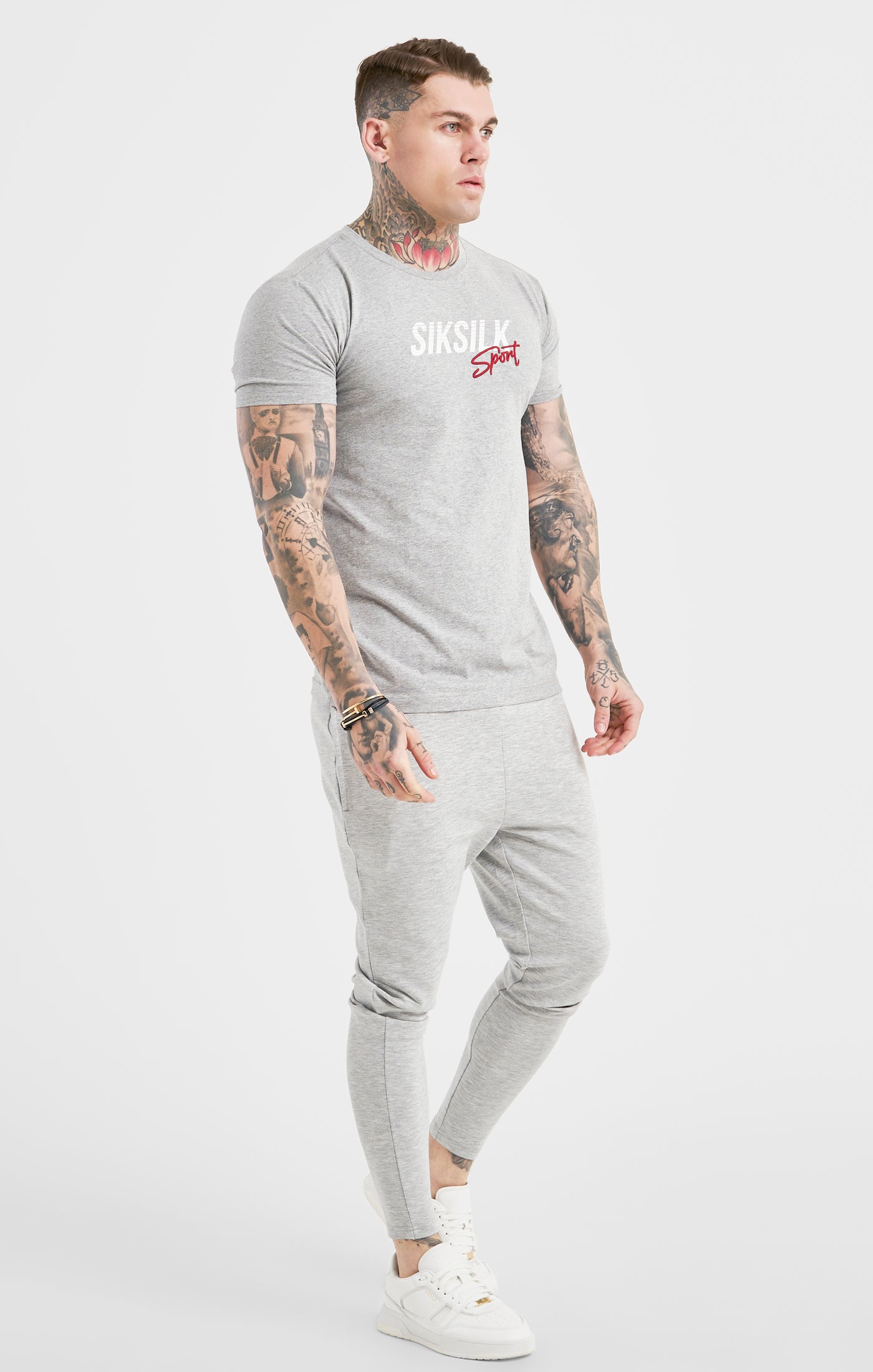 Load image into Gallery viewer, Grey Marl Sports Muscle Fit T-Shirt (3)