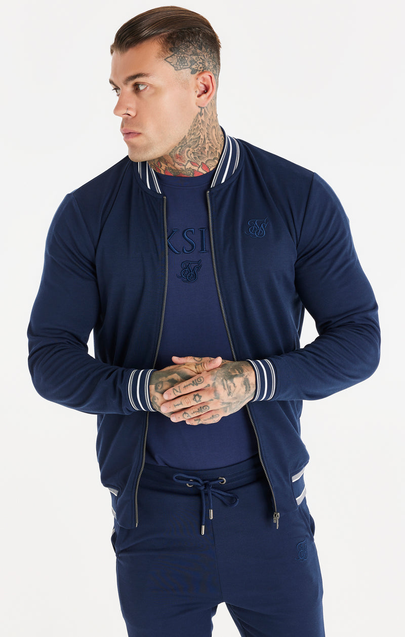 Navy Branded Hem Detail Bomber (1)