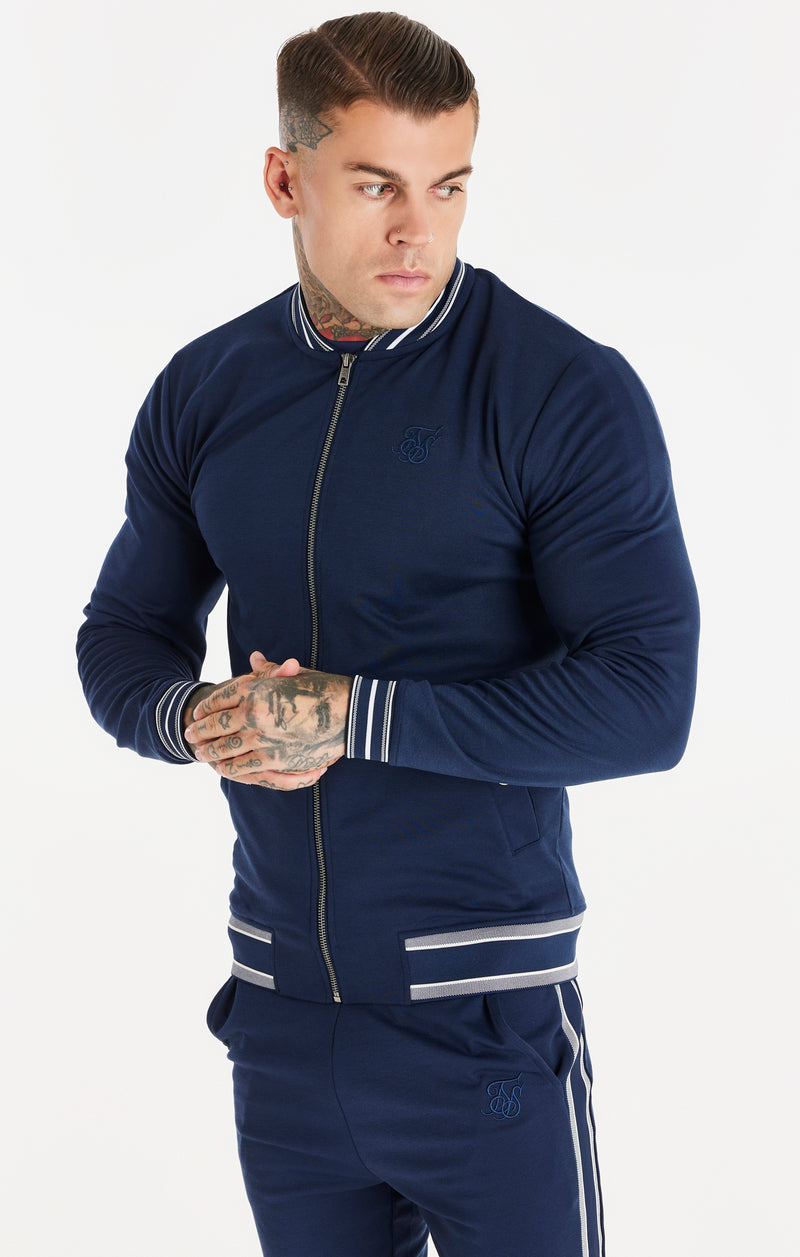 Navy Branded Hem Detail Bomber