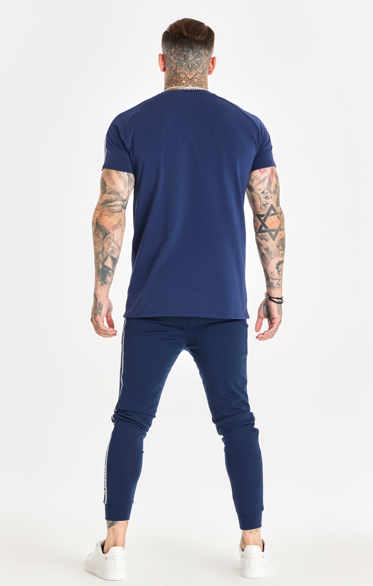 Navy Knitted Tape Muscle Fit T-Shirt (5)
