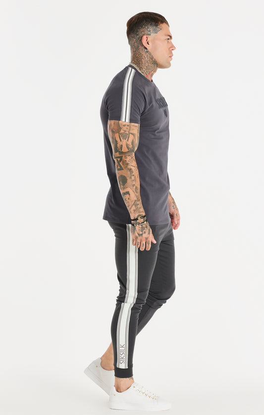 Grey Knitted Tape Muscle Fit T-Shirt