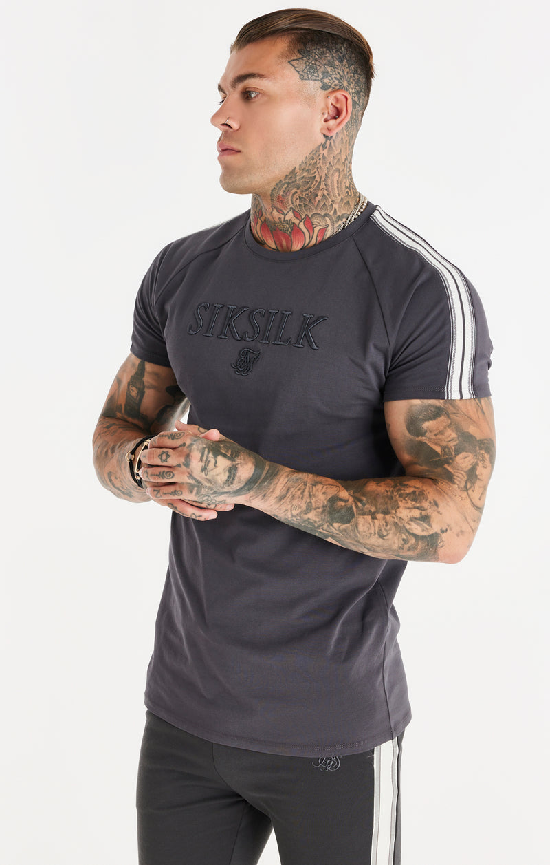 Grey Knitted Tape Muscle Fit T-Shirt
