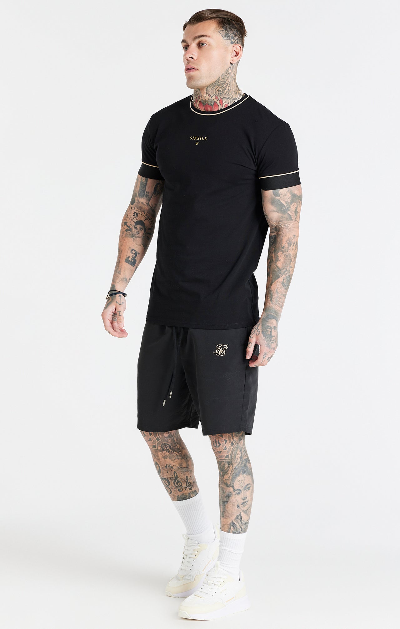 Black Retro Elastic Cuff T-Shirt (2)