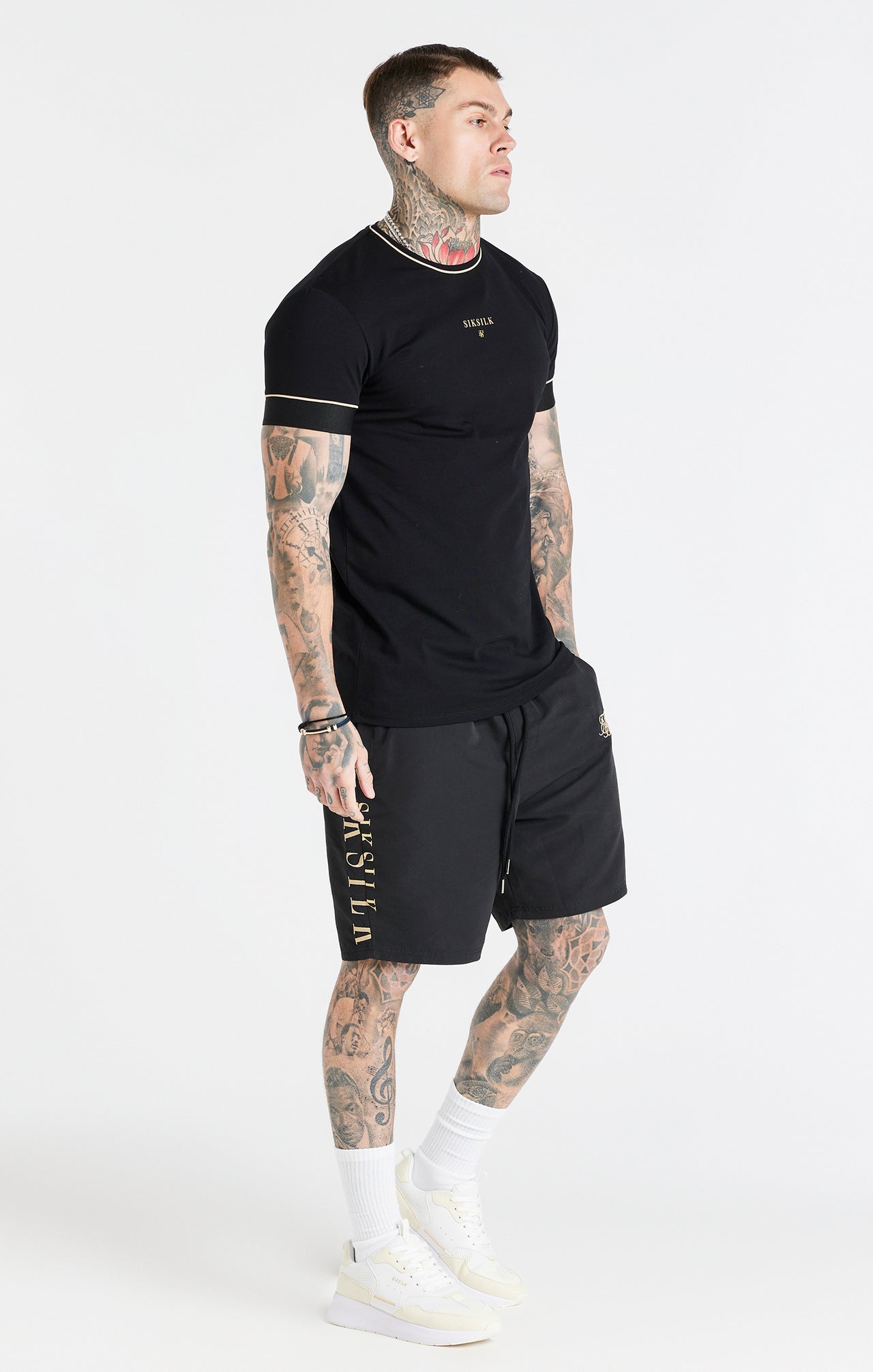 Black Retro Elastic Cuff T-Shirt (3)