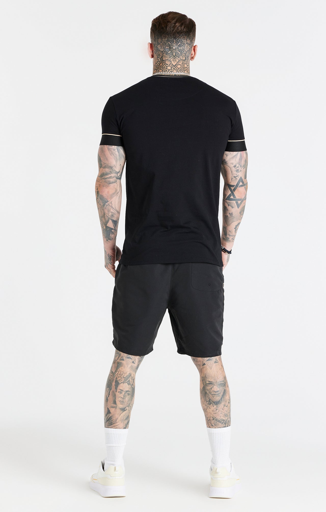Black Retro Elastic Cuff T-Shirt (4)