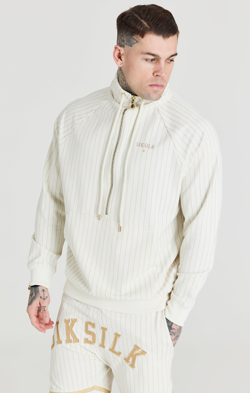 Ecru Retro Half Zip Funnel Track Top