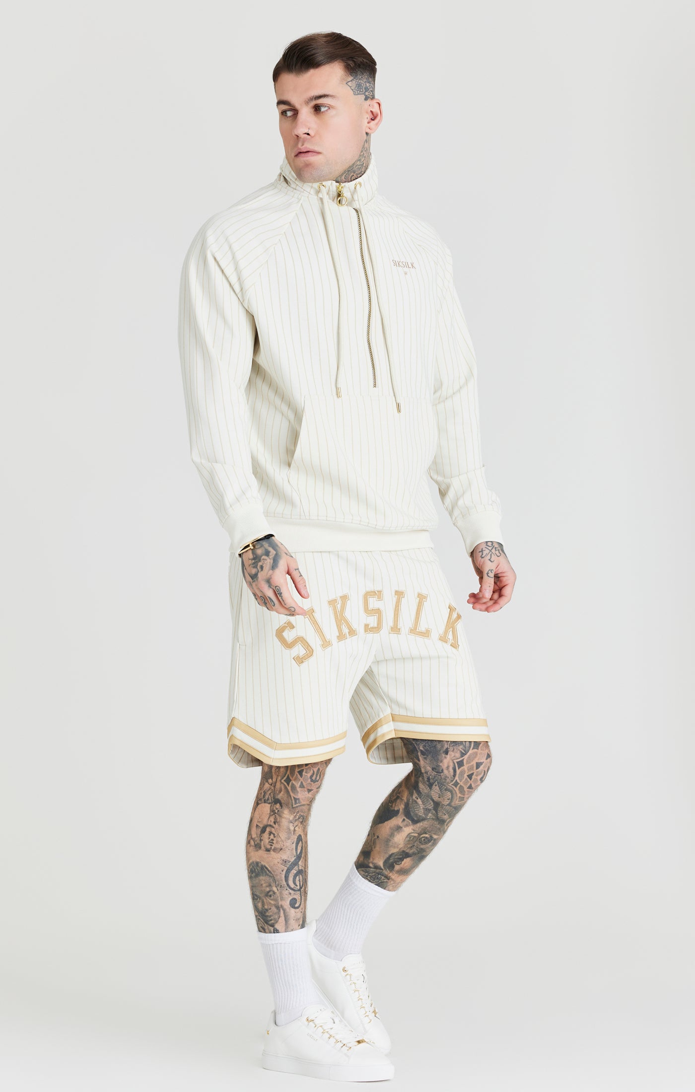 Load image into Gallery viewer, Ecru Retro Half Zip Funnel Track Top (3)