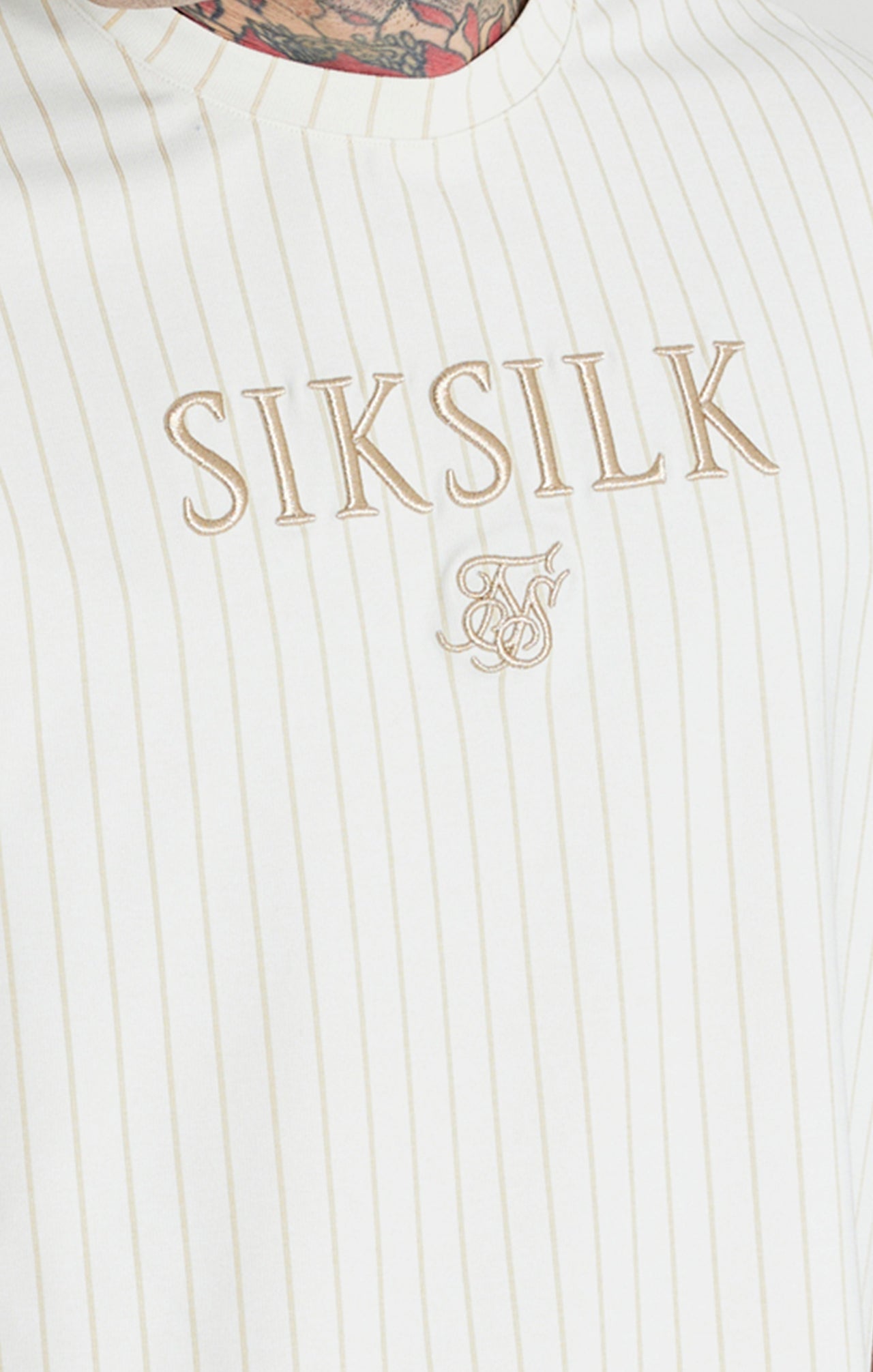 Ecru Retro Stripe Oversized T-Shirt SikSilk NZ
