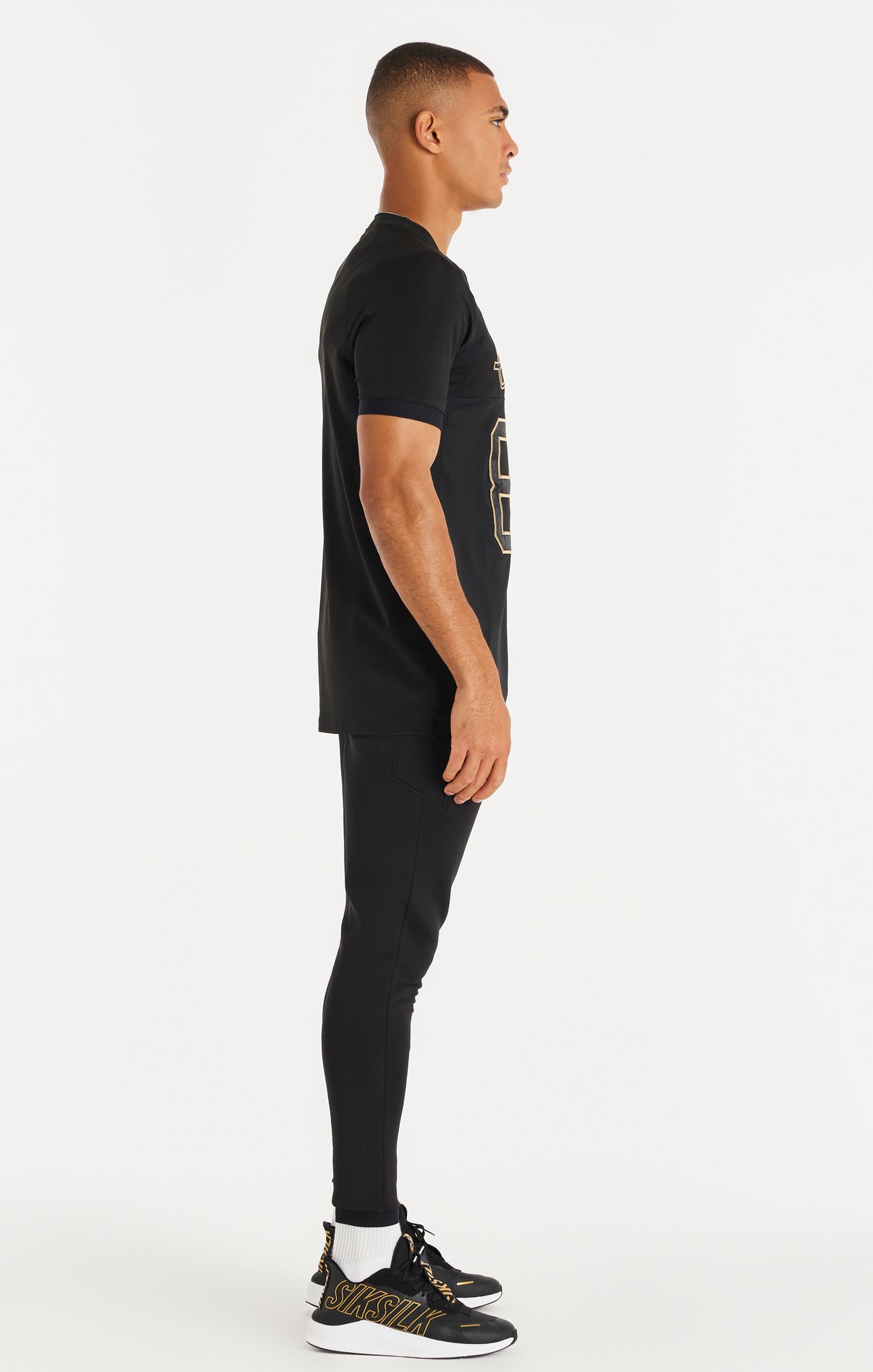 Black Sport Elastic Cuff T-Shirt (3)