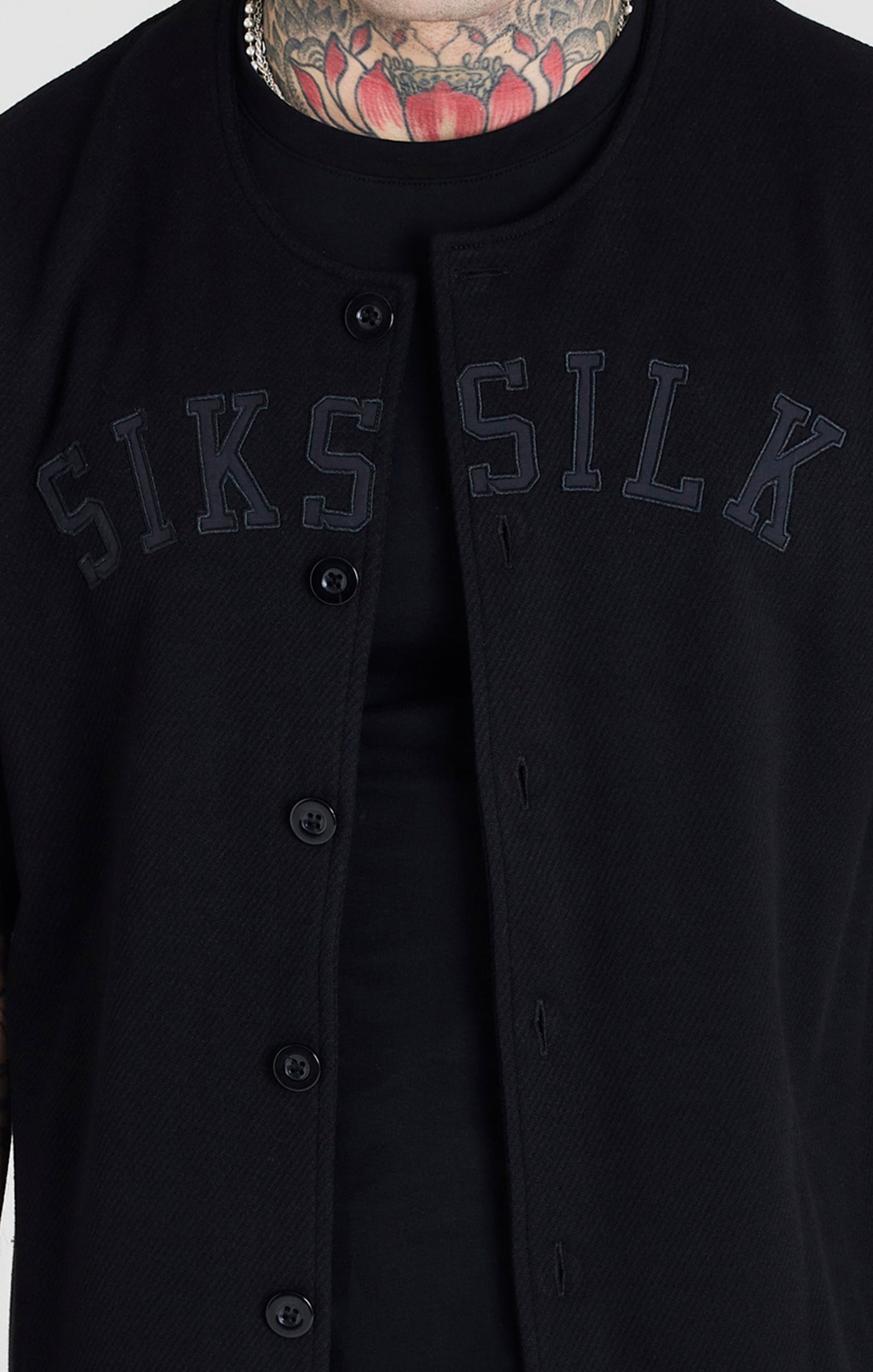 Black Applique Logo Baseball Jersey