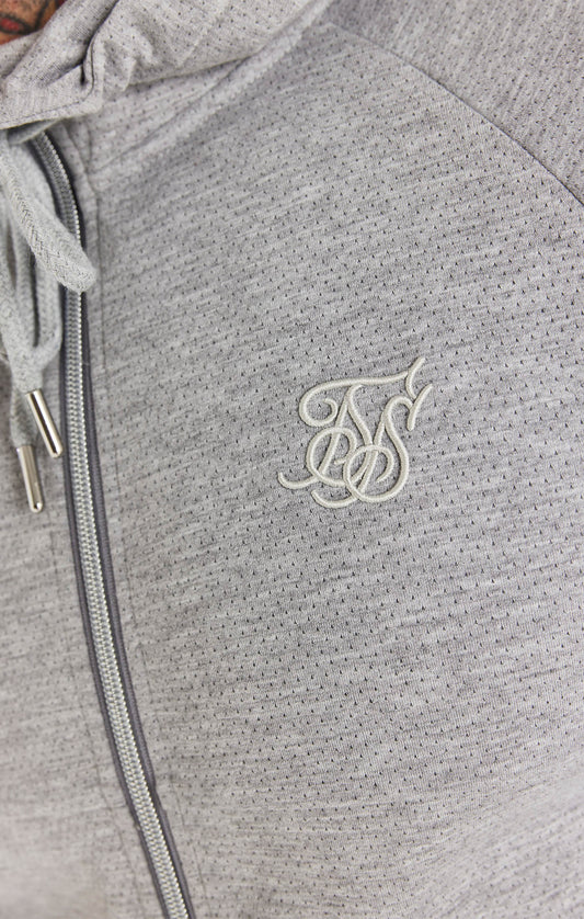 SikSilk Exhibit Premium Zip Through Hoodie - Grey