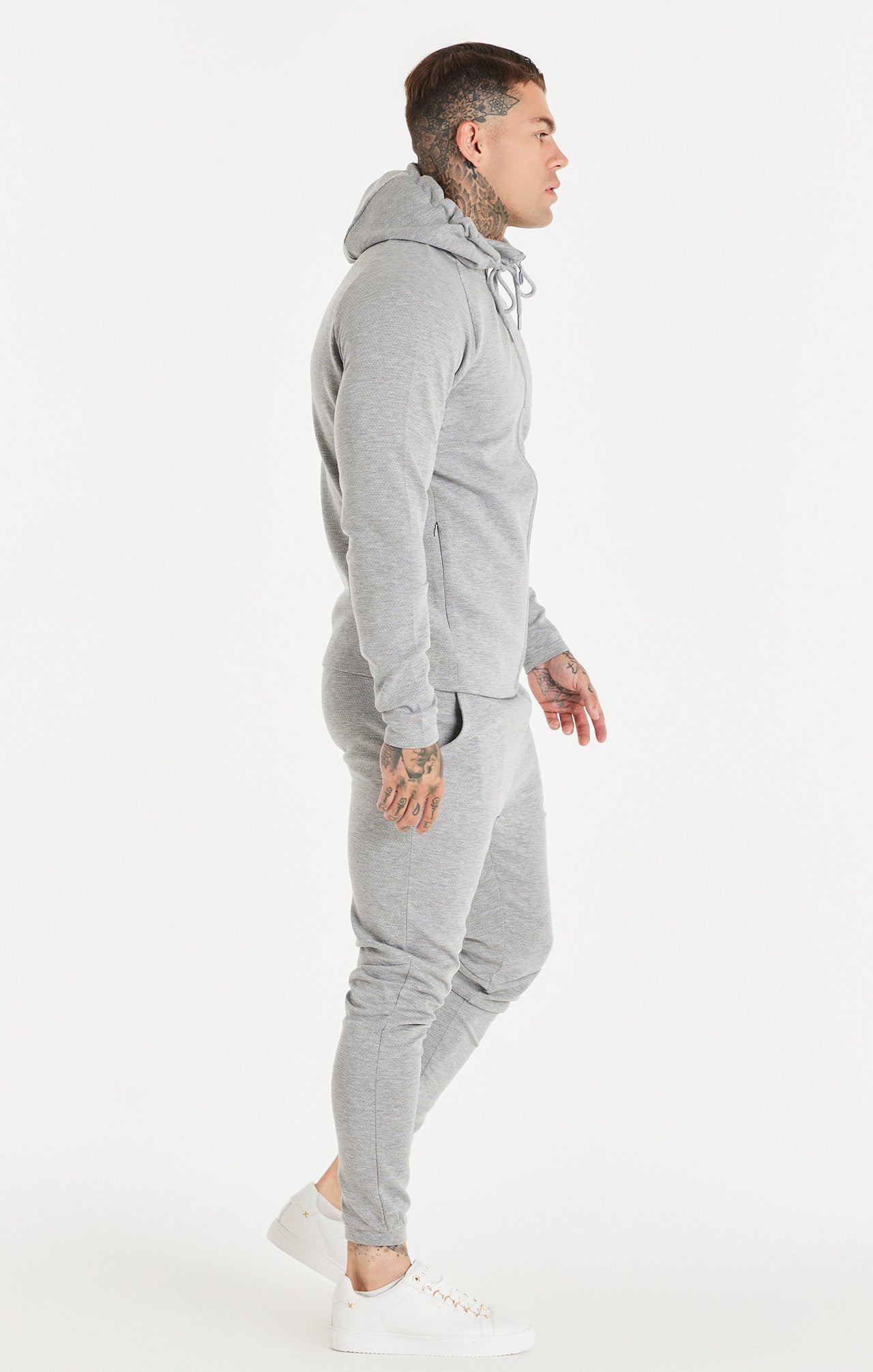 SikSilk Exhibit Premium Zip Through Hoodie - Grey (3)