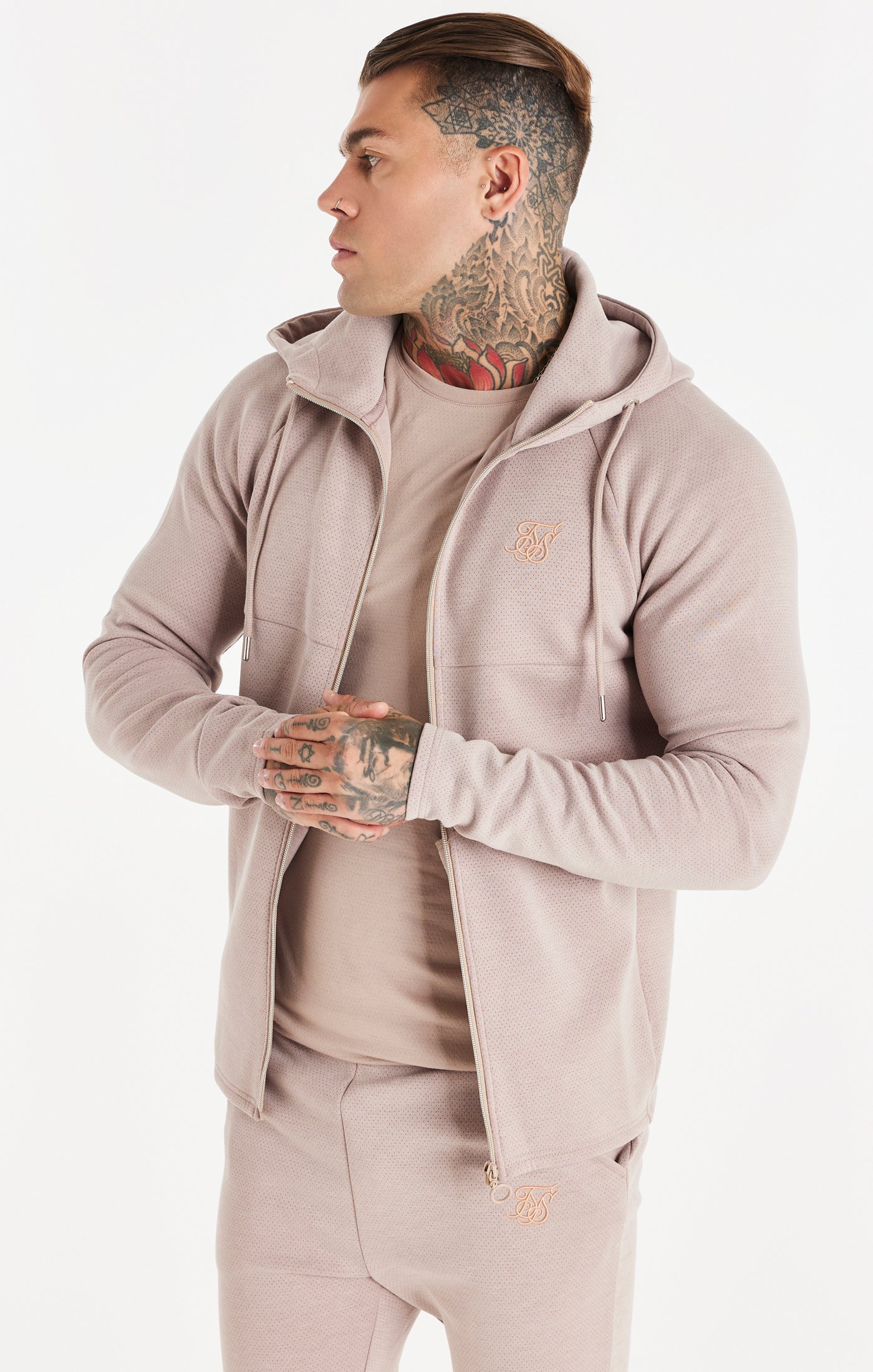 Pink Washed Zip Through Hoodie