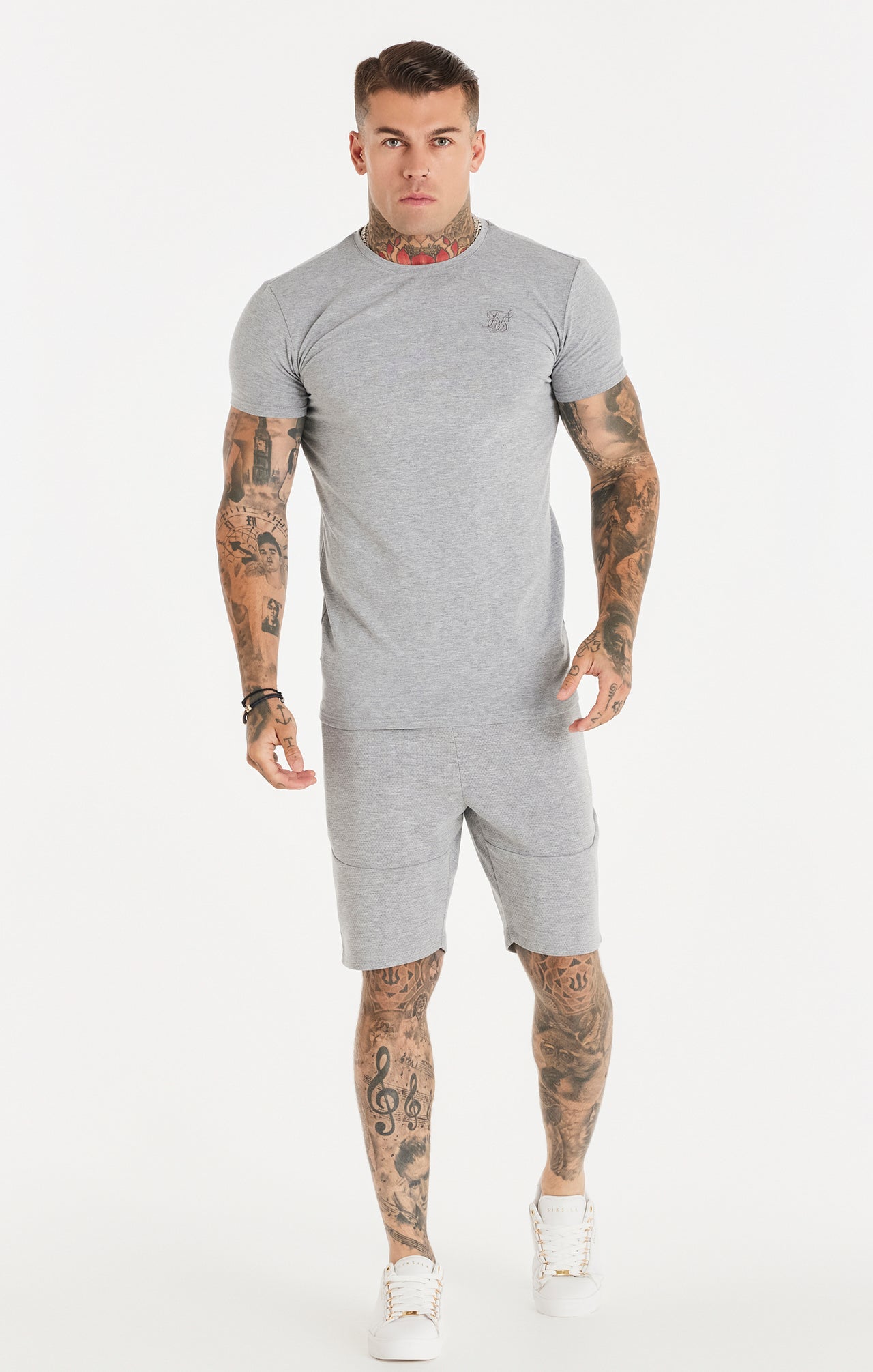 Grey Textured Muscle Fit T-Shirt (2)