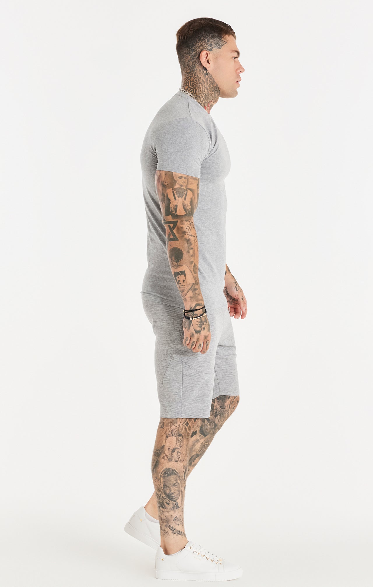 Grey Textured Muscle Fit T-Shirt (4)