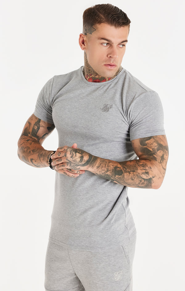 Grey Textured Muscle Fit T-Shirt