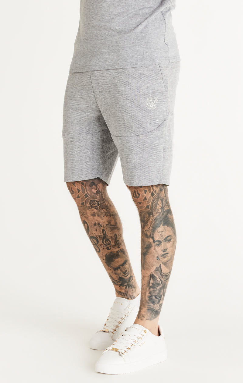 Grey Textured Fitted Short