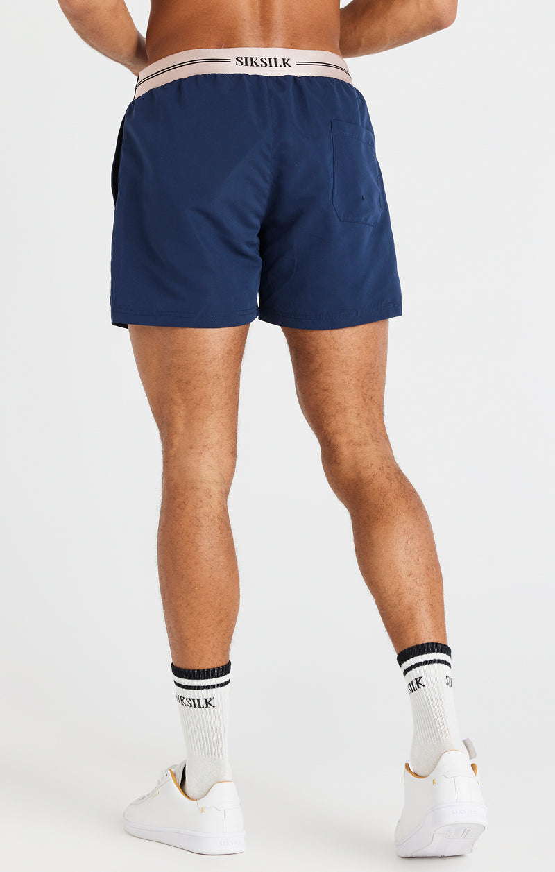 Navy Embroidered Logo Short