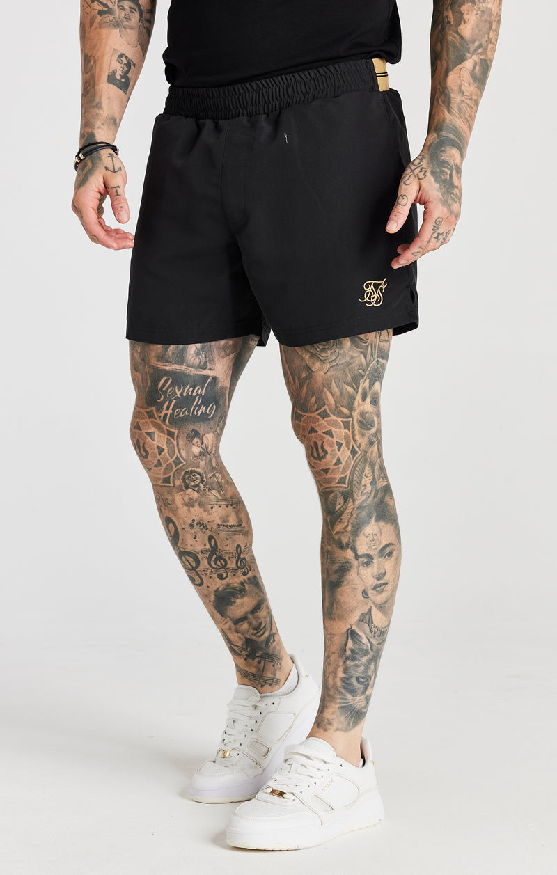 Black Embroidered Logo Short