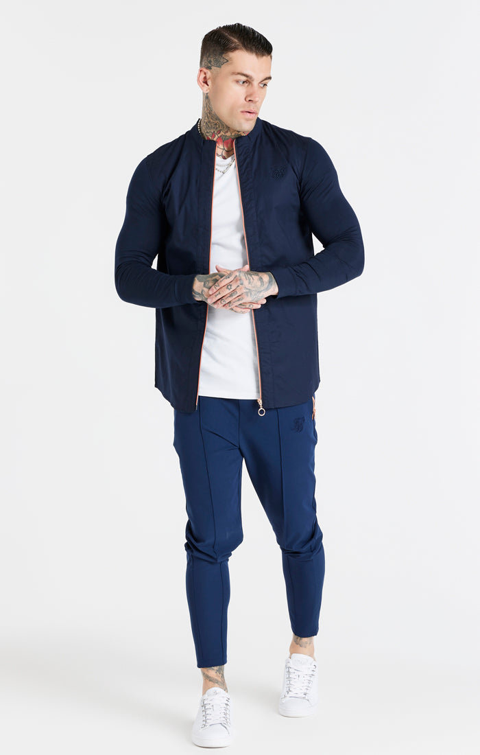 SikSilk L/S Zip Shirt - Navy (5)