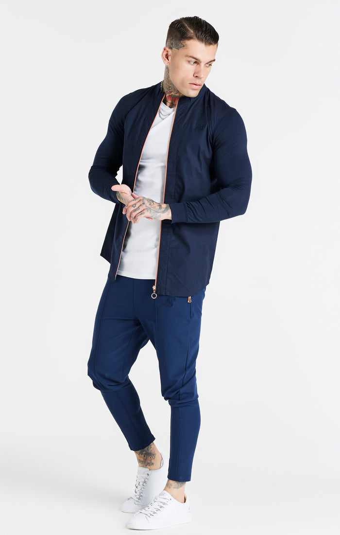Load image into Gallery viewer, SikSilk L/S Zip Shirt - Navy (6)