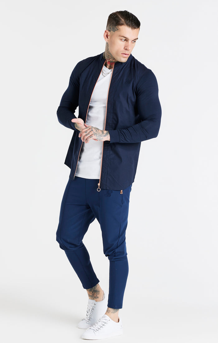 SikSilk L/S Zip Shirt - Navy (6)