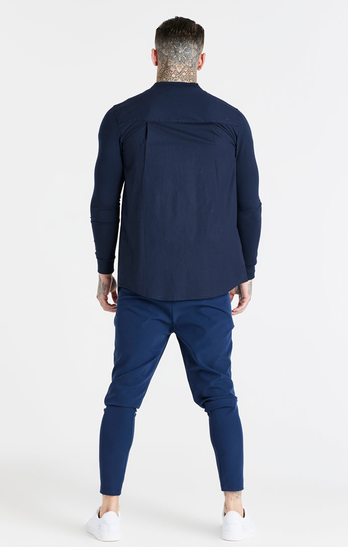 SikSilk L/S Zip Shirt - Navy (7)