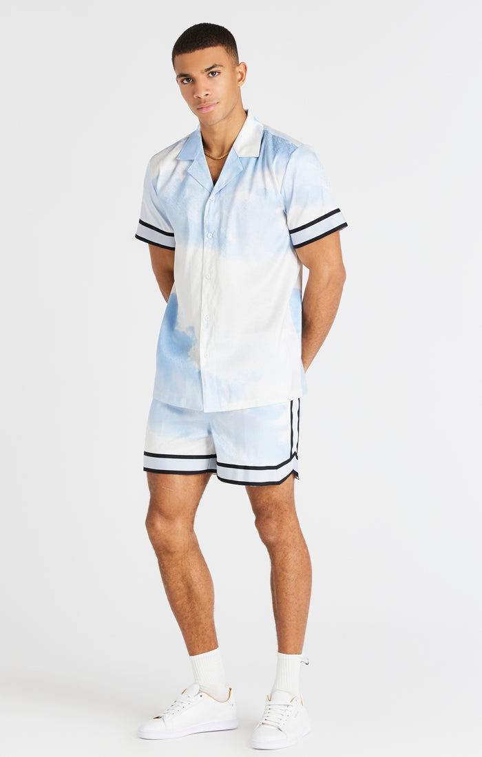 Load image into Gallery viewer, Blue And White Taped Sleeve Resort Shirt (3)