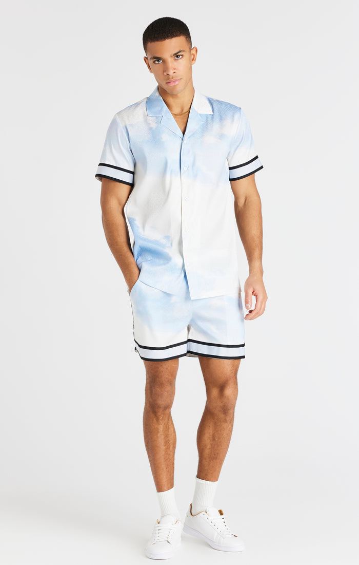 Load image into Gallery viewer, Blue And White Taped Sleeve Resort Shirt (4)