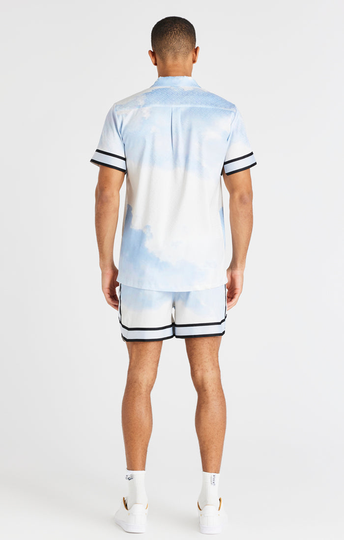 Load image into Gallery viewer, Blue And White Taped Sleeve Resort Shirt (5)