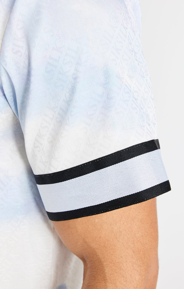 Load image into Gallery viewer, Blue And White Taped Sleeve Resort Shirt (2)