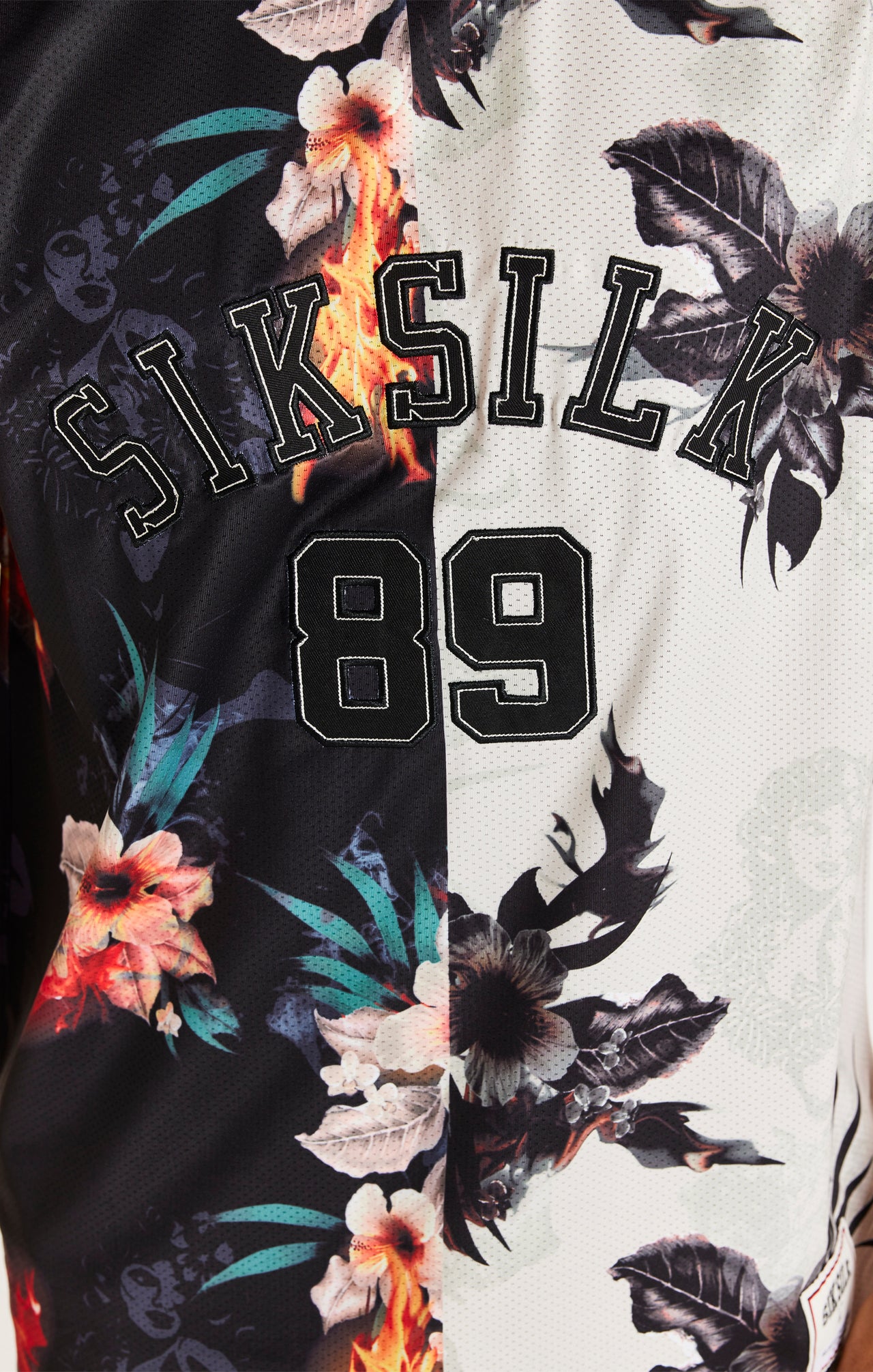 SikSilk Retro Fire Basketball Vest - Black & Ecru (1)