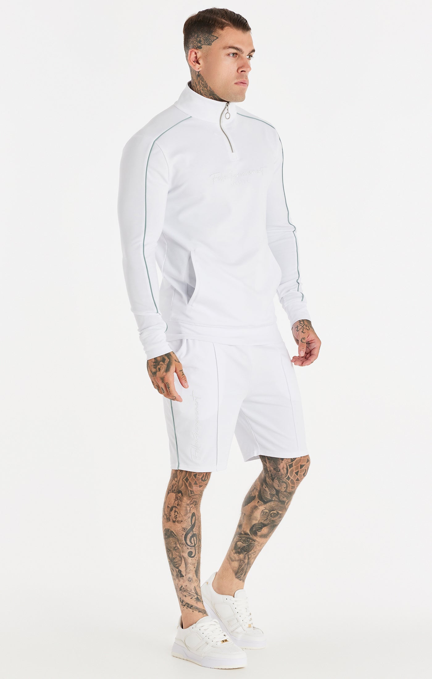 Load image into Gallery viewer, SikSilk Script Quarter Zip Funnel Track Top - White (3)