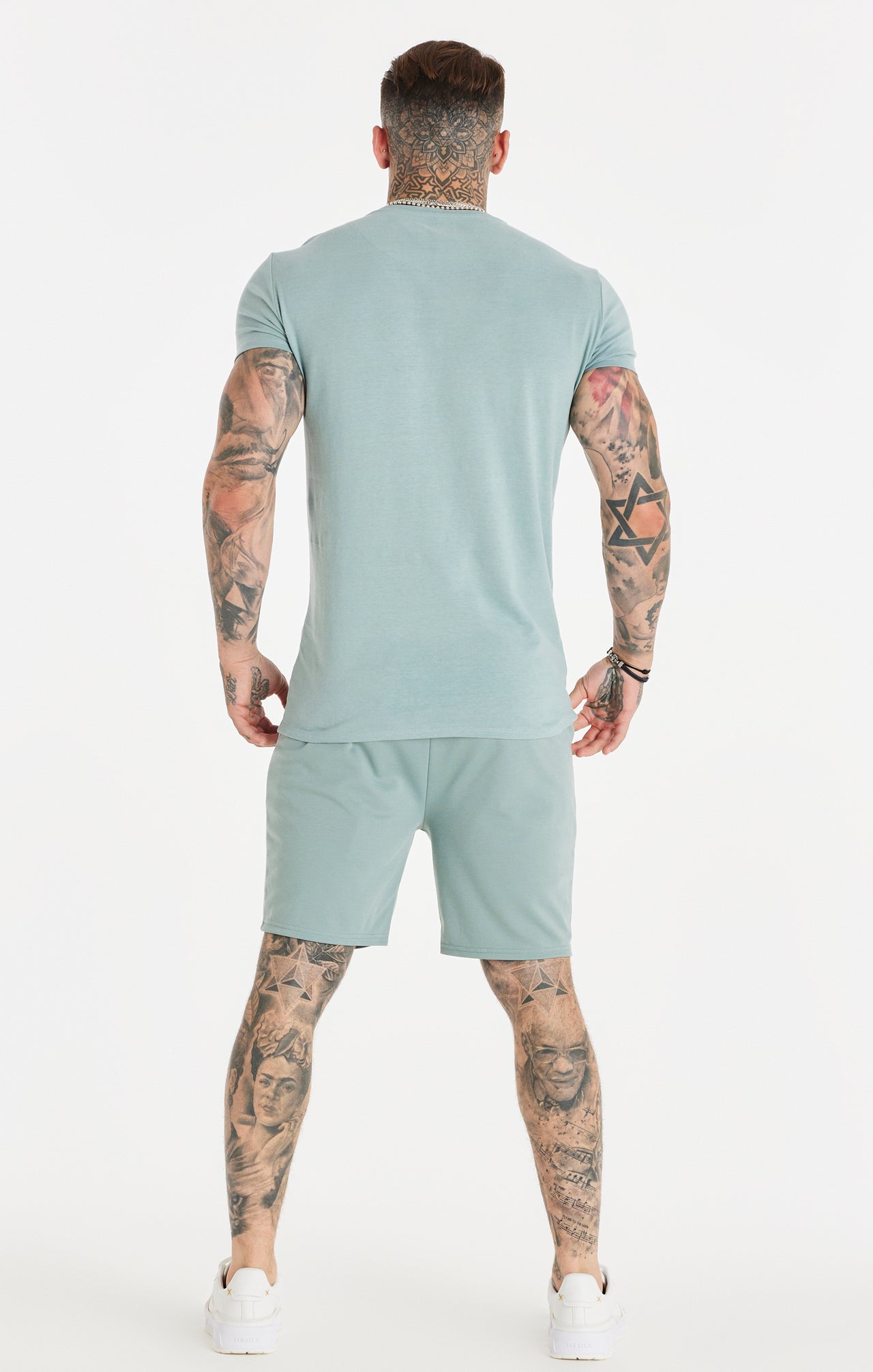 Teal Script Embroidery Muscle Fit T-Shirt (4)
