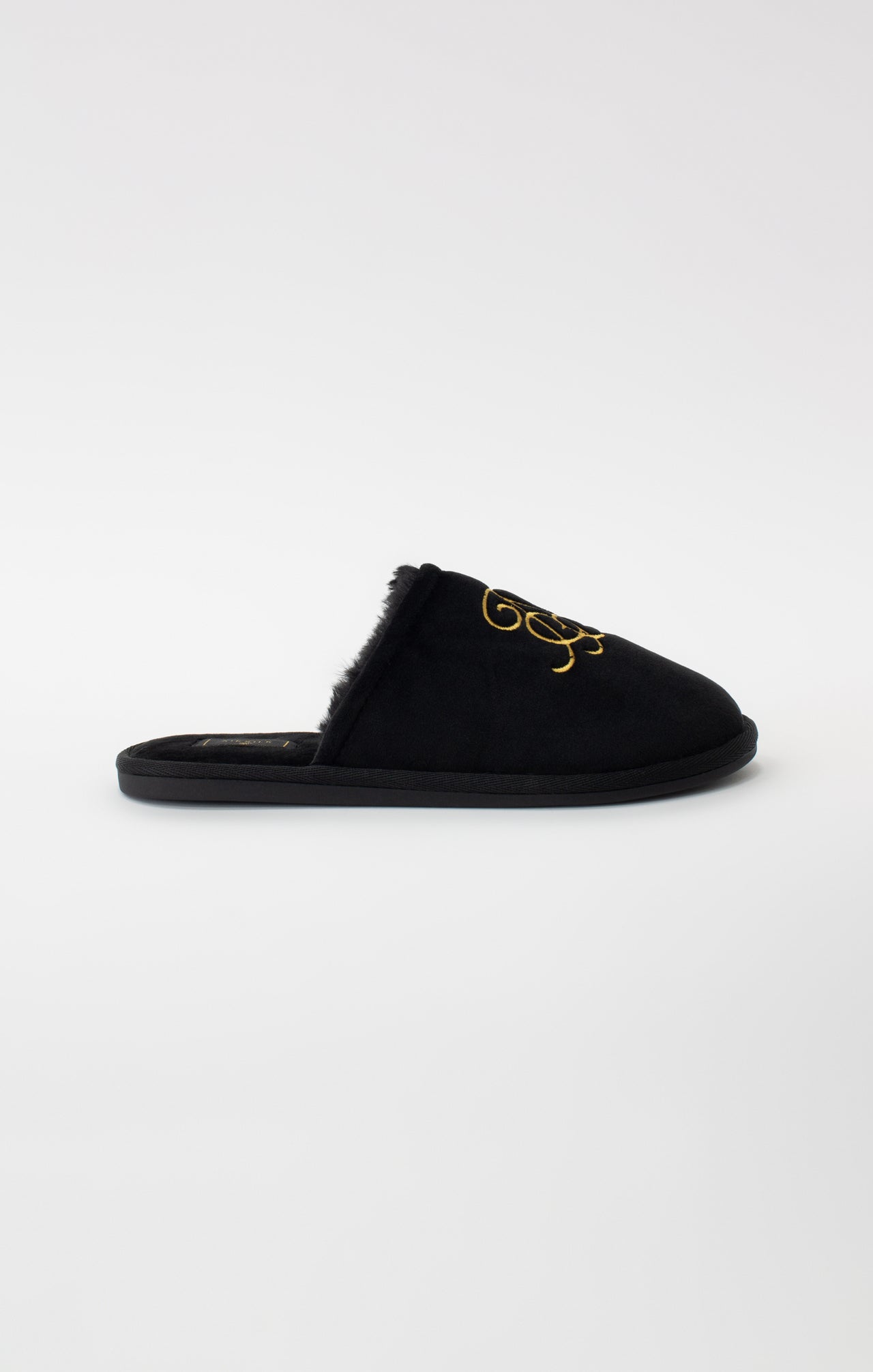 Black Slipper With Embroidered Logo