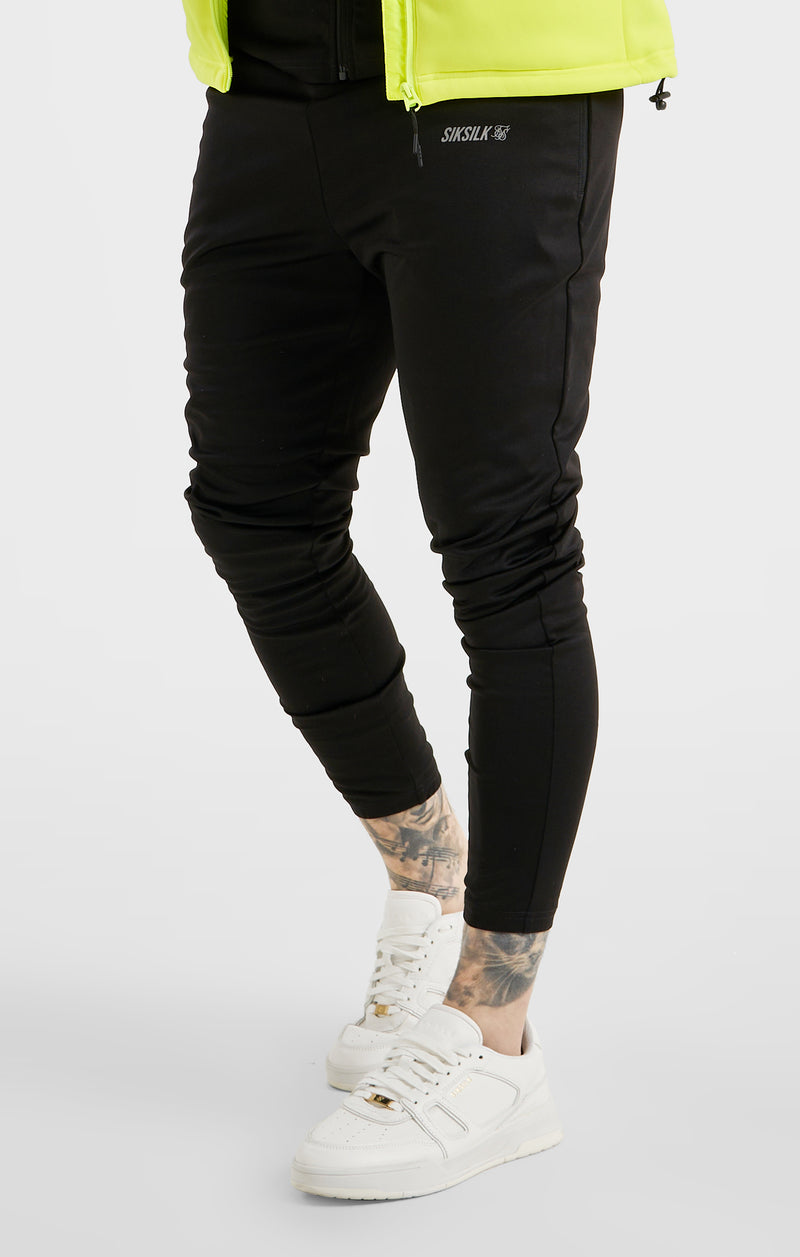 Black Sports Soft Touch Muscle Fit Cuffed Track Pant