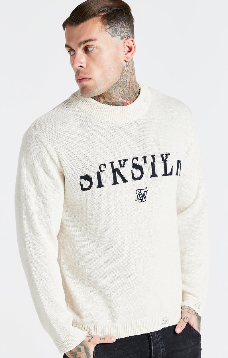 Ecru Division Knit Sweatshirt