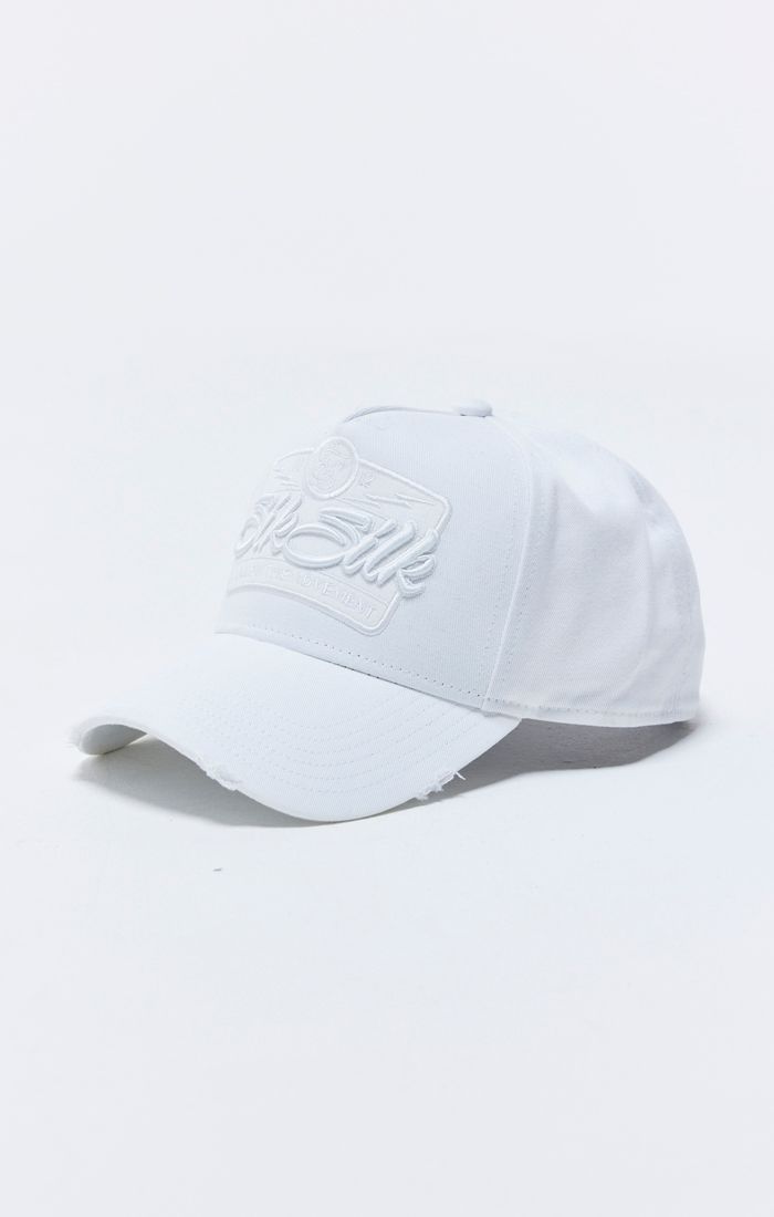 Load image into Gallery viewer, White Distressed Volt Patch Trucker Cap
