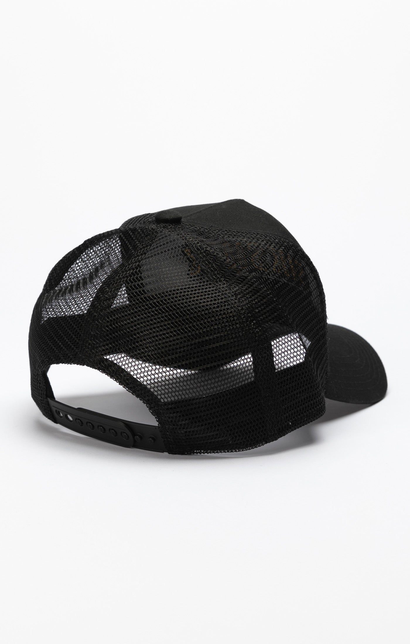 Black Applique Patch Mesh Trucker Cap | SikSilk NZ