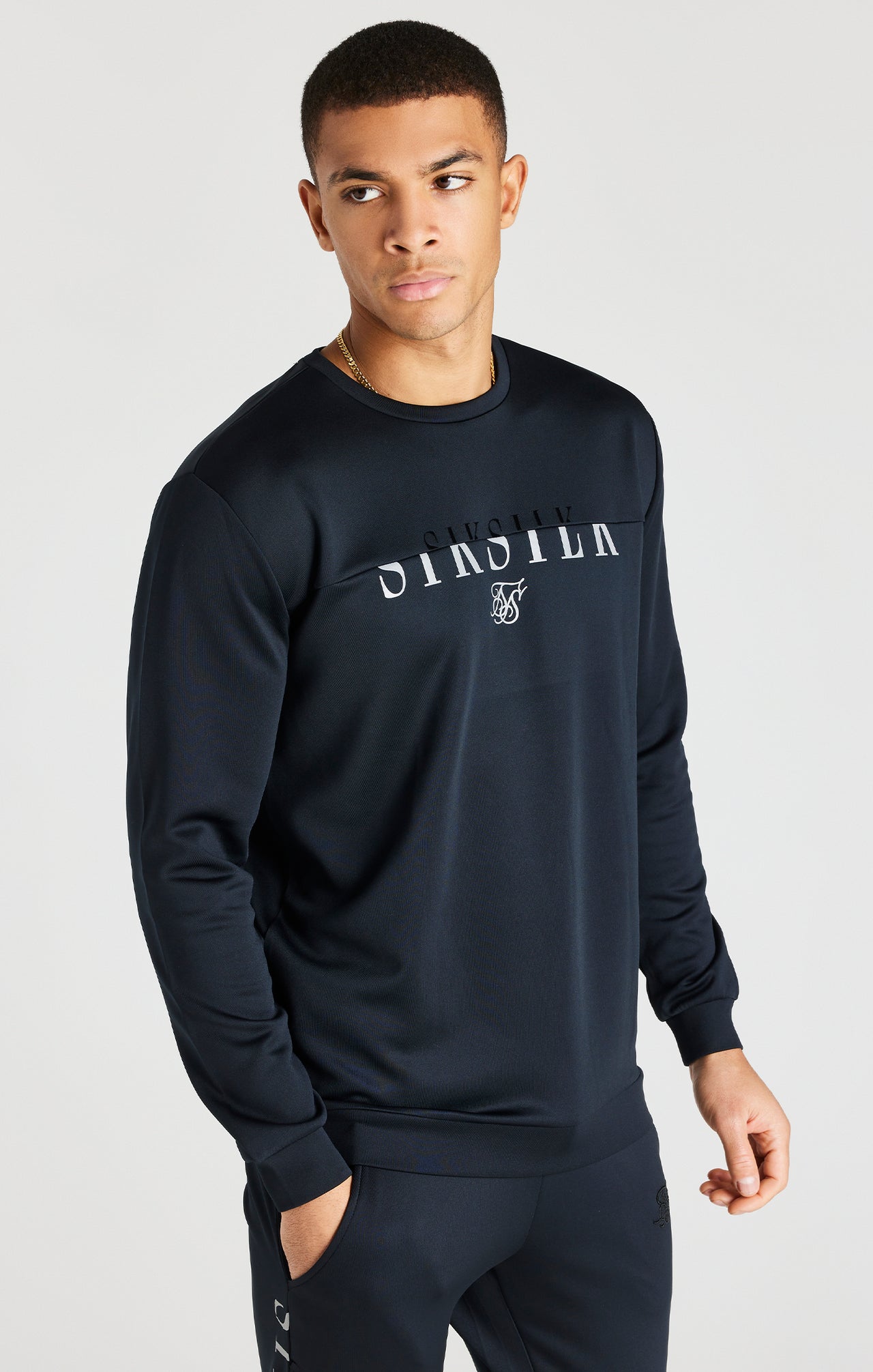 Black Reflective Crew Neck Sweatshirt