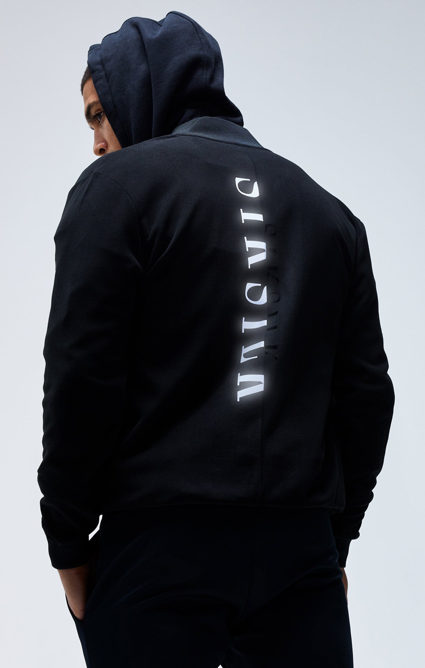 Load image into Gallery viewer, Black Reflective Bomber Jacket