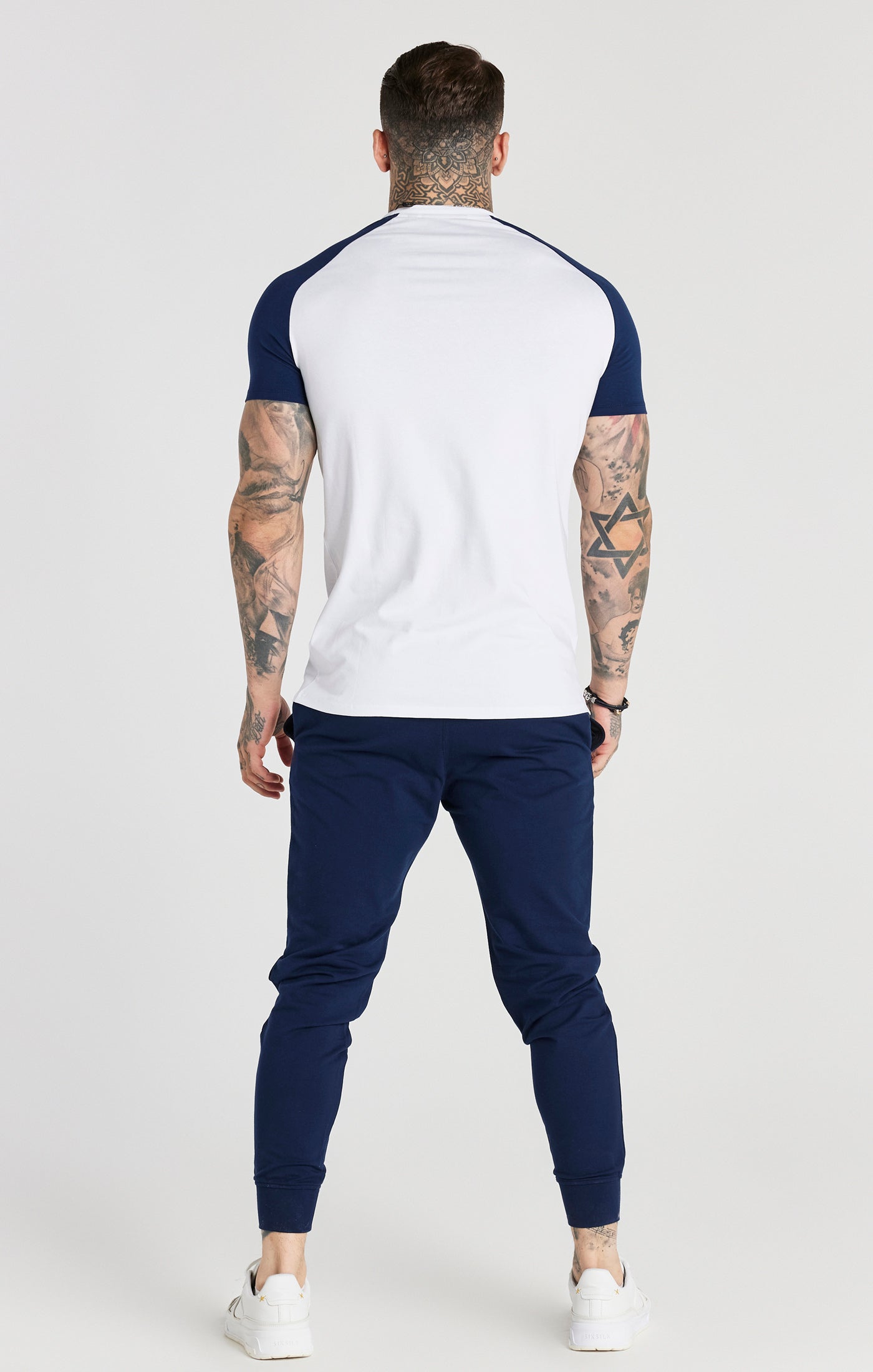 Load image into Gallery viewer, White Raglan Muscle Fit T-Shirt (4)