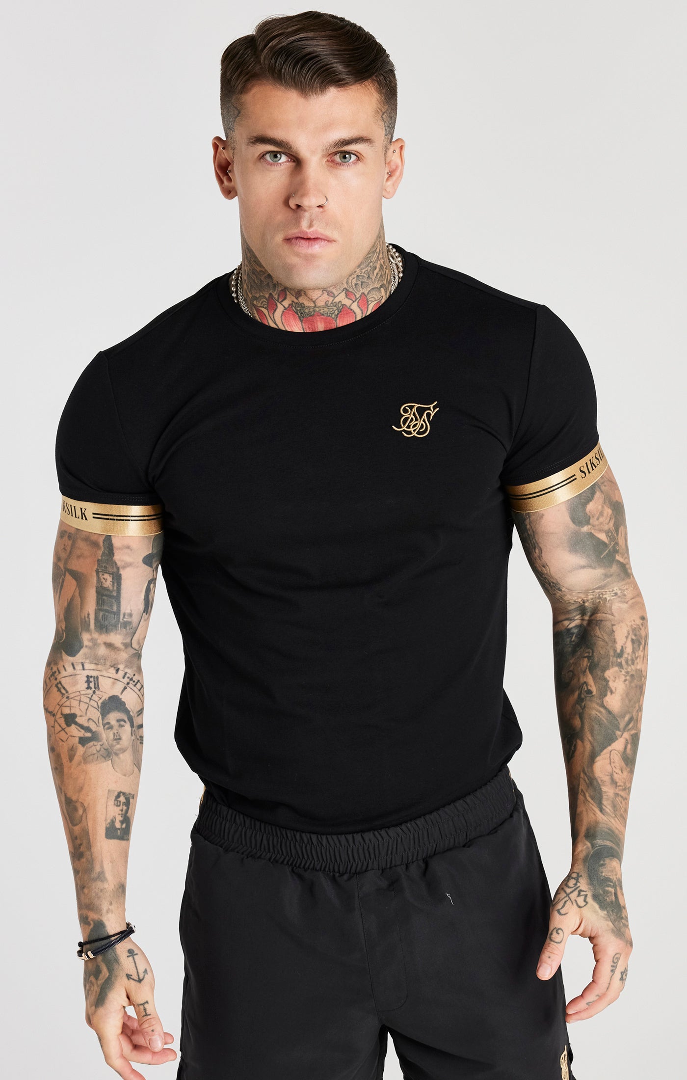 Load image into Gallery viewer, Black Elastic Cuff T-Shirt (4)