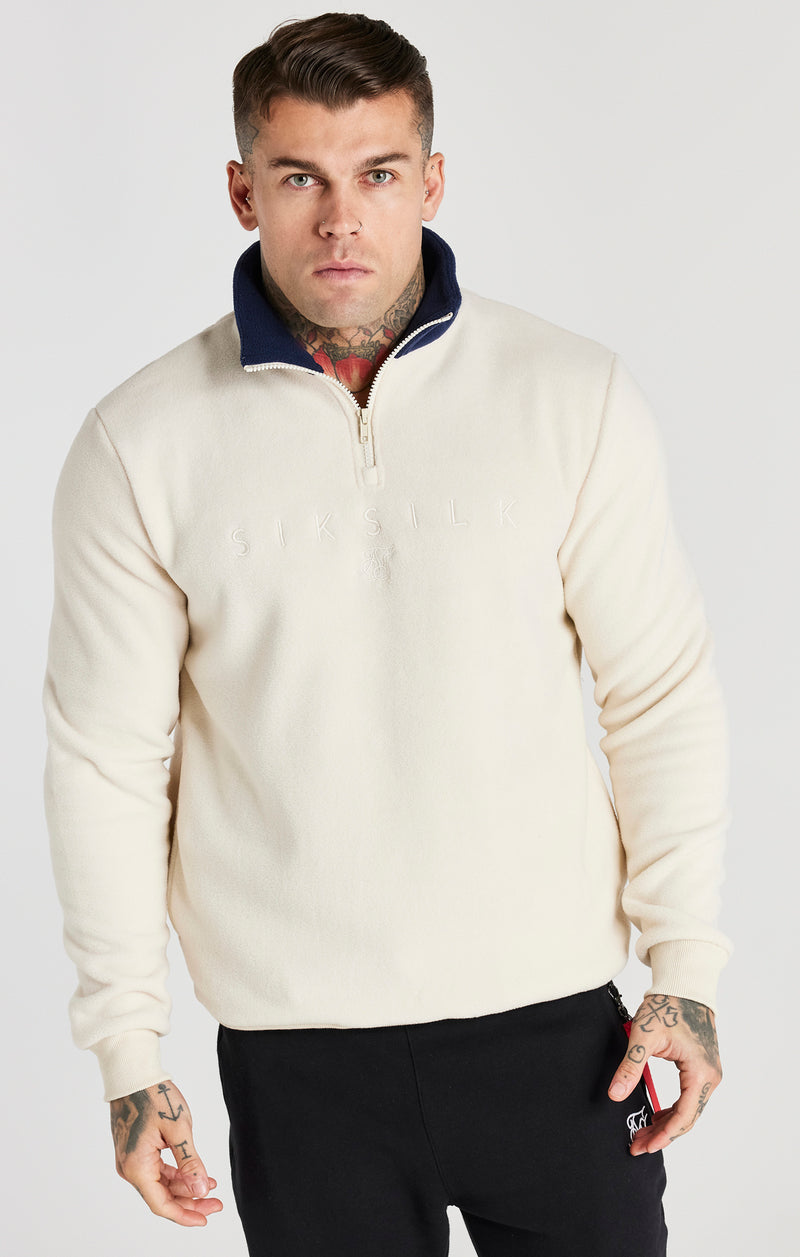 Ecru Fleece Funnel Neck