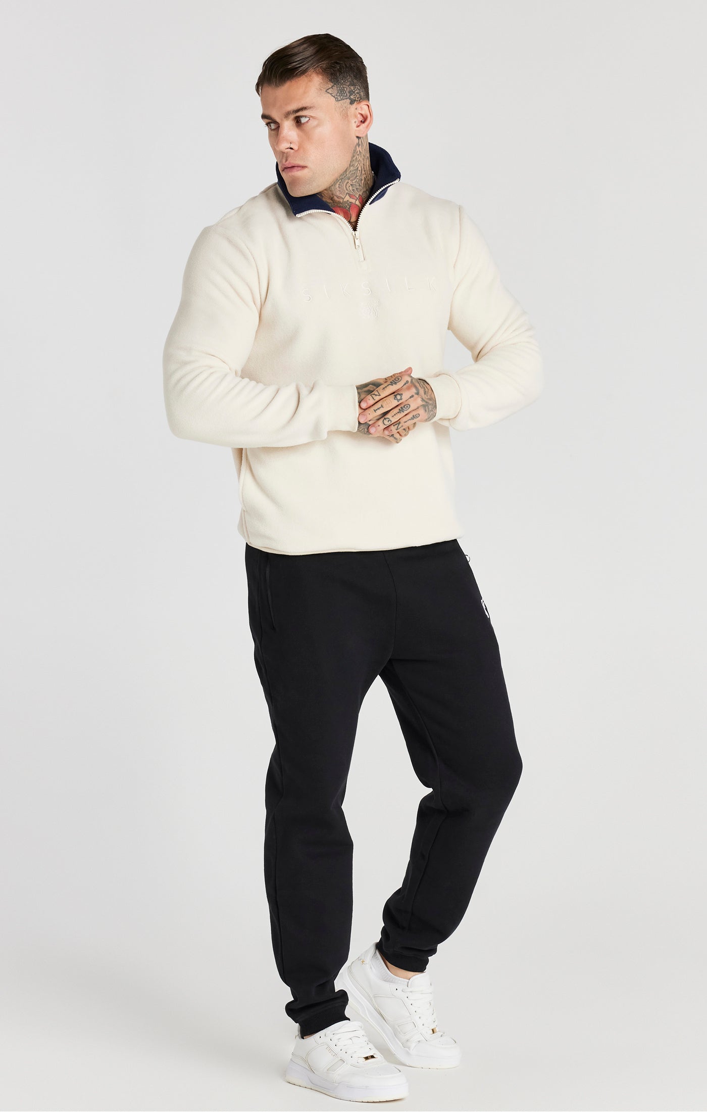 Load image into Gallery viewer, Ecru Fleece Funnel Neck (3)