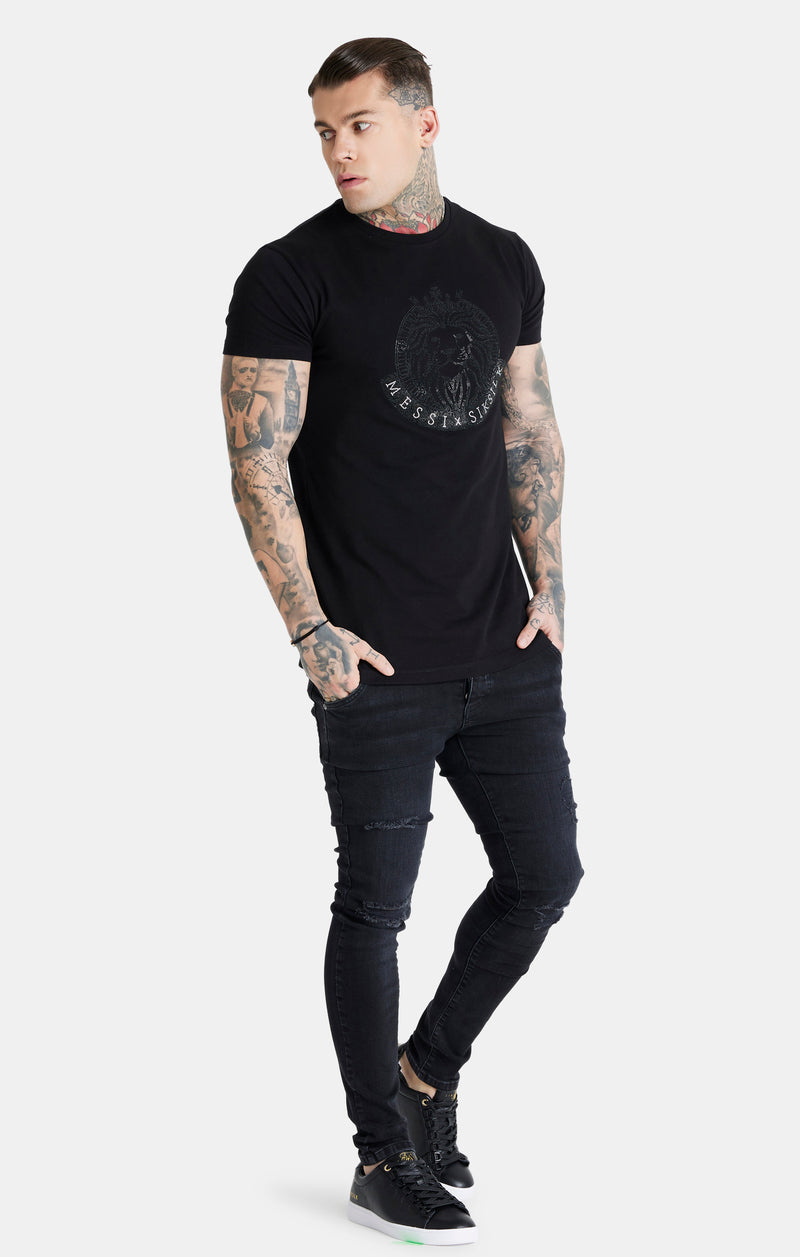 Messi x SikSilk Black Rhinestone T-Shirt (1)