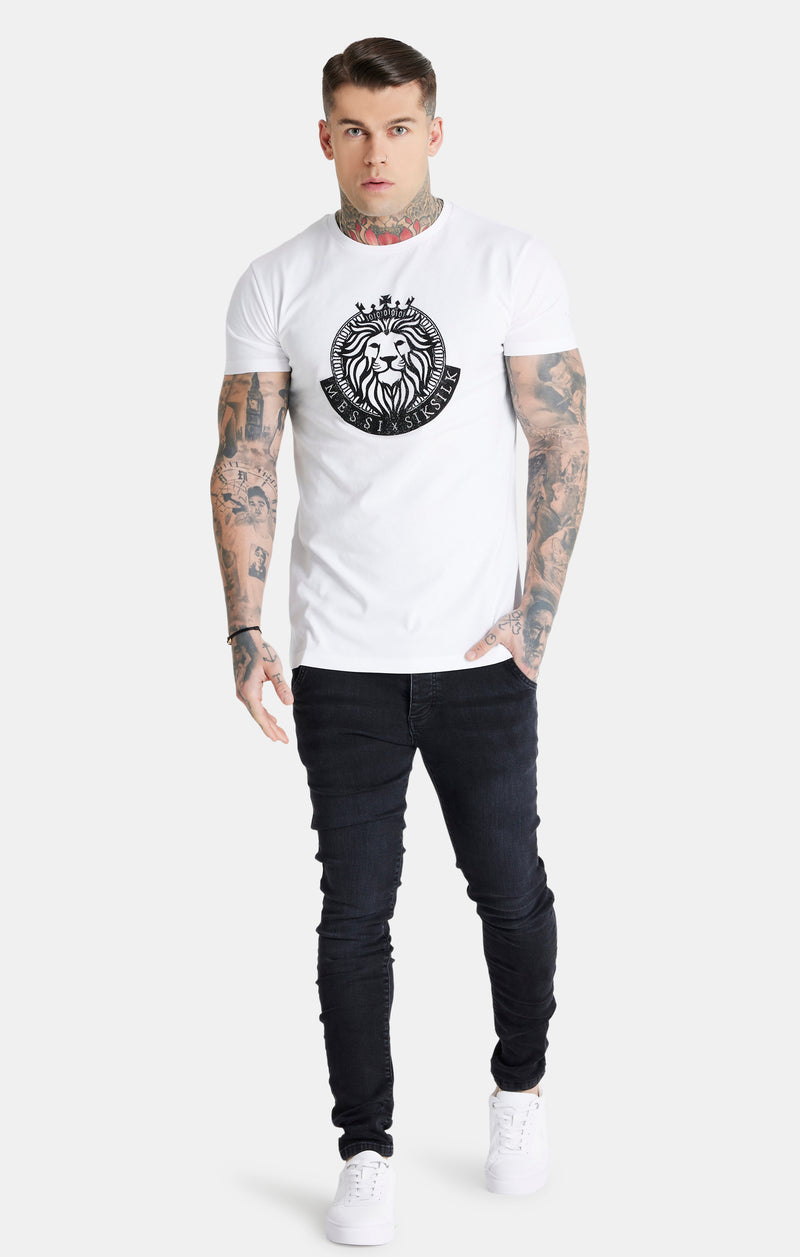 Messi x SikSilk White Rhinestone T-Shirt (1)