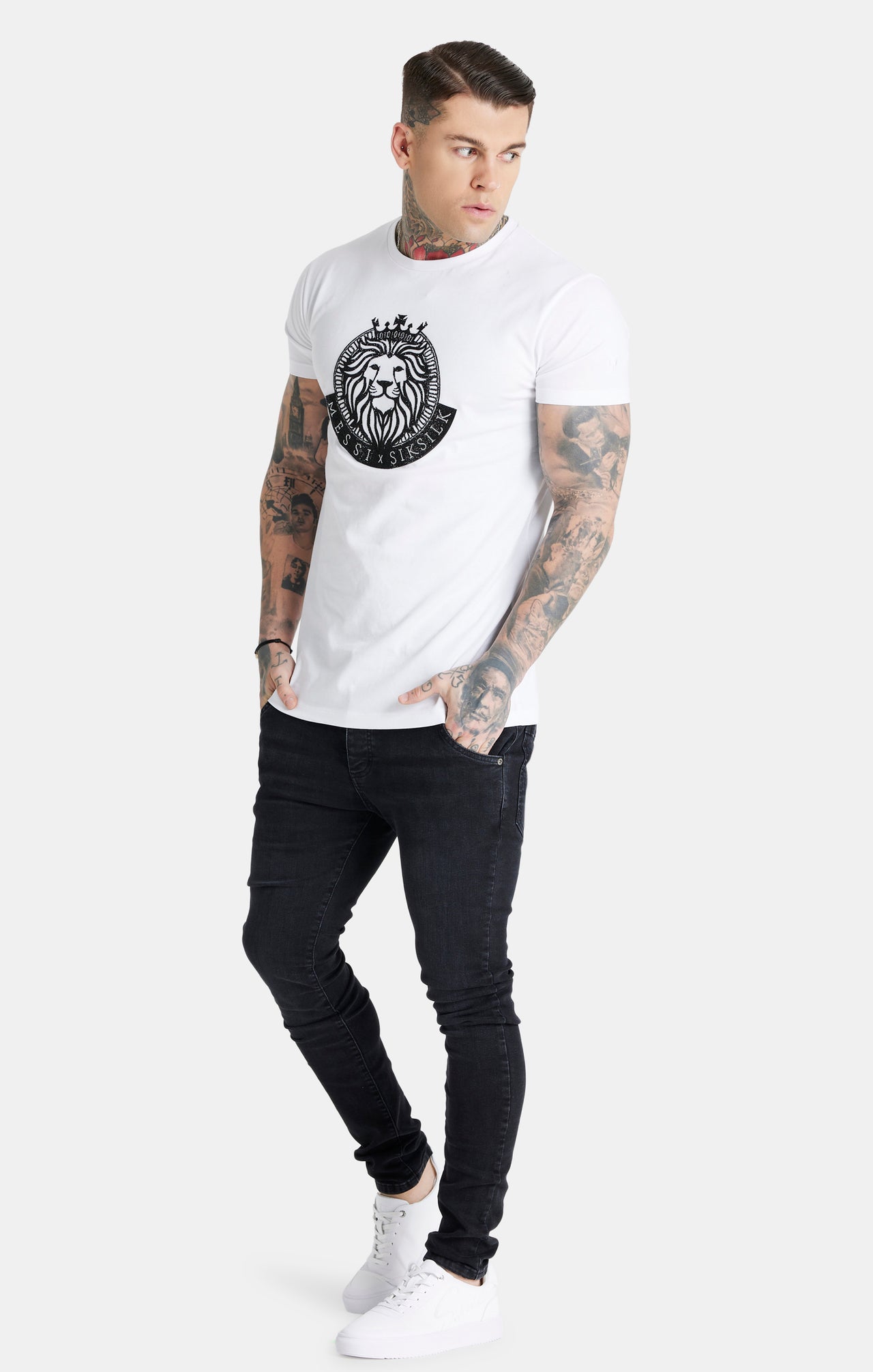 Messi x SikSilk White Rhinestone T-Shirt (2)