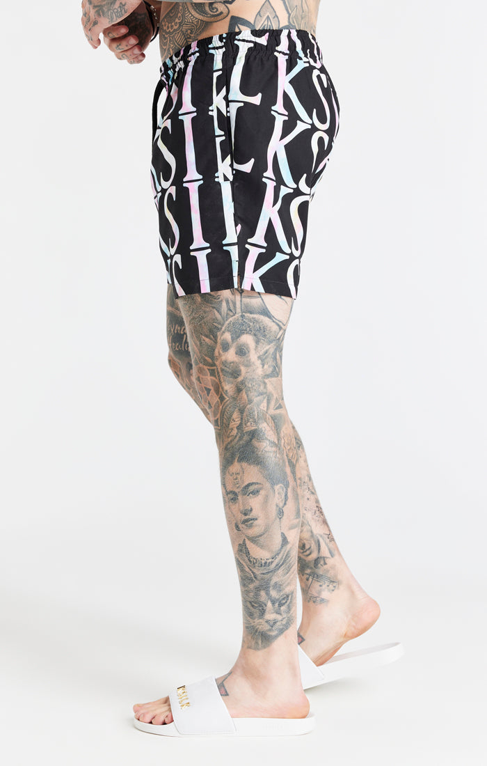 Black Print Longline Swim Short (1)